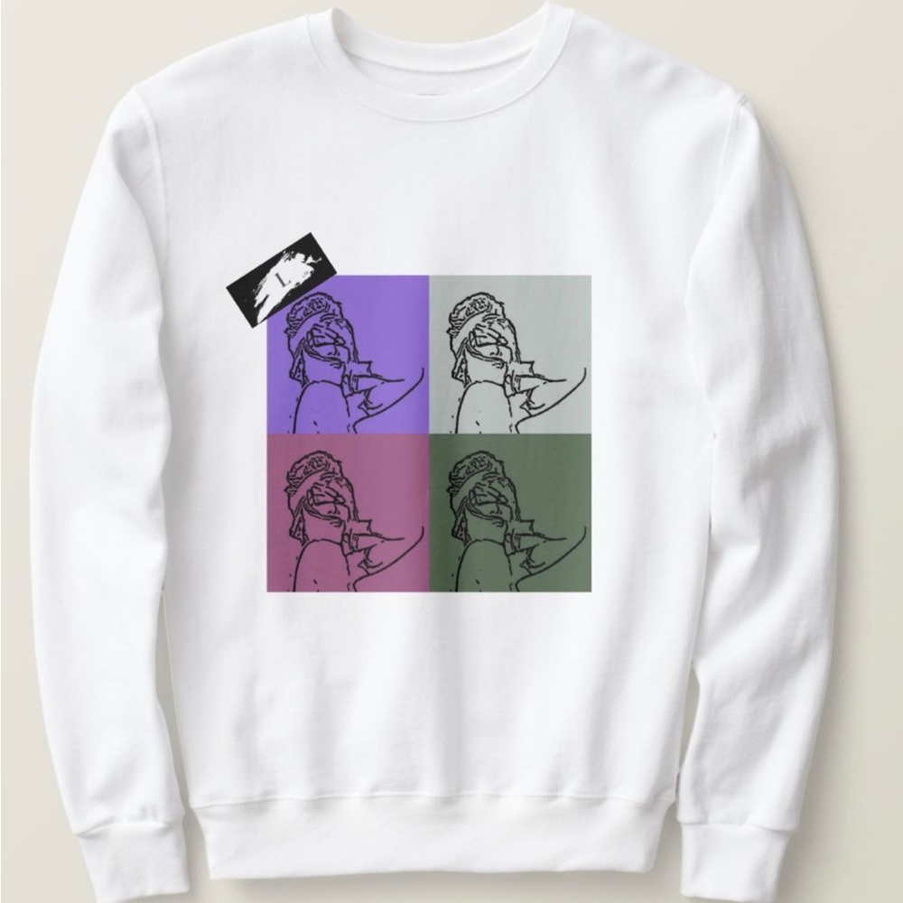 White Graphic Crewneck